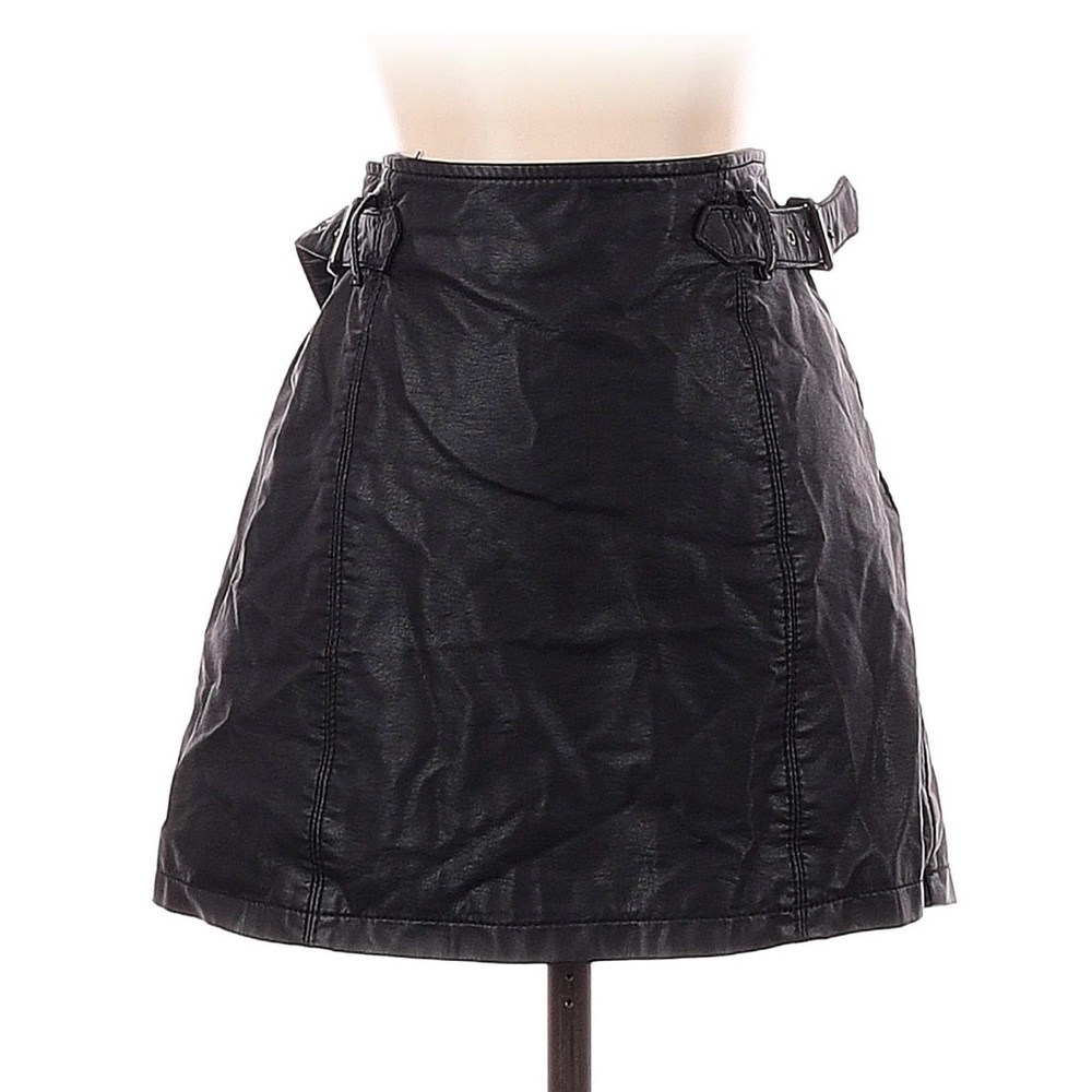 Free People Faux Leather Black Mini Skirt 4